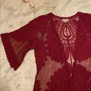 Burgundy Lace Duster